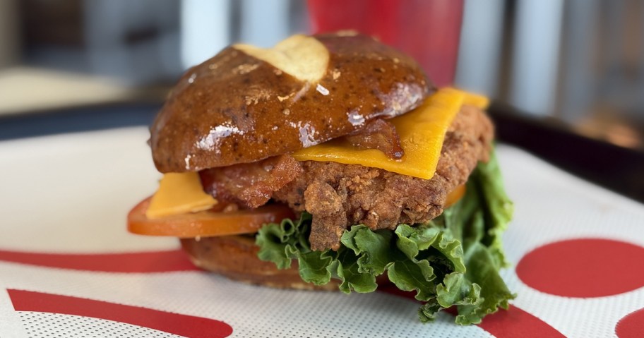 Chick-fil-A sandwich on a pretzel bun