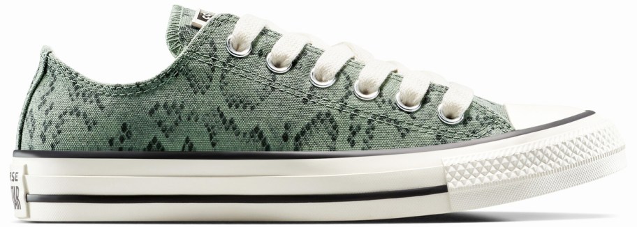 green snakeskin print low top sneaker