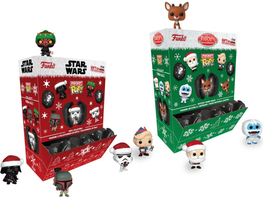Funko Mini Myster Pops in Star Wars and Rudolph themed figures