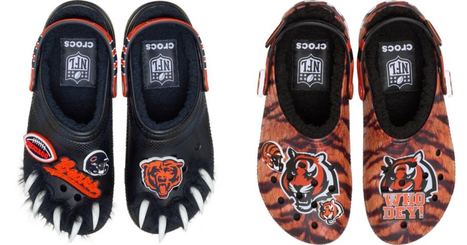 Chicago bears clogs and Cincinatti Bengals clogs