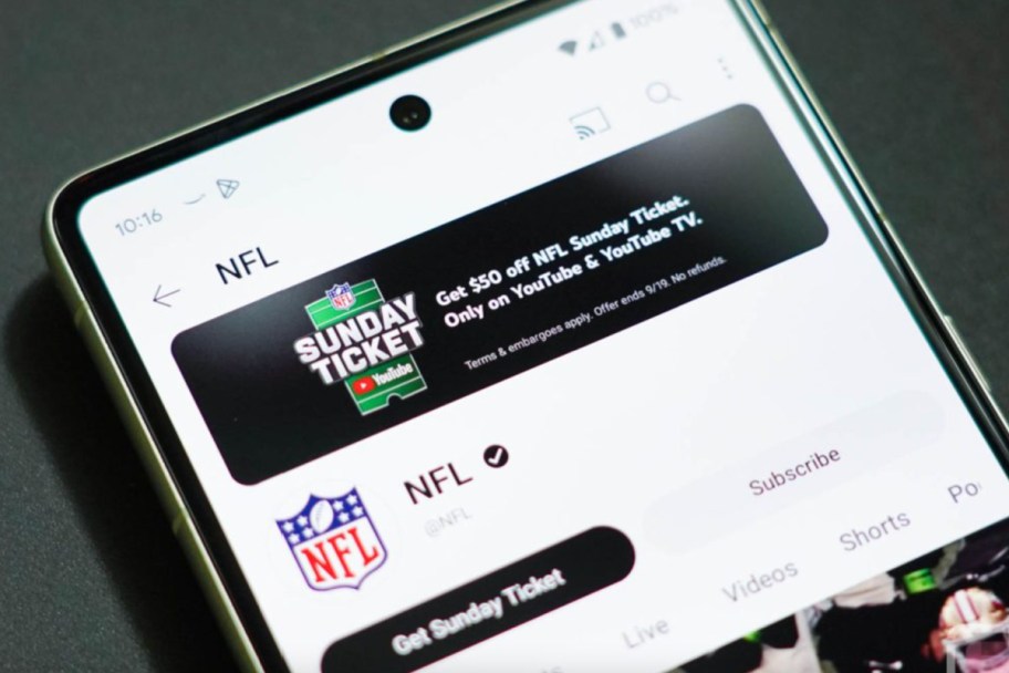 sunday ticket on phone