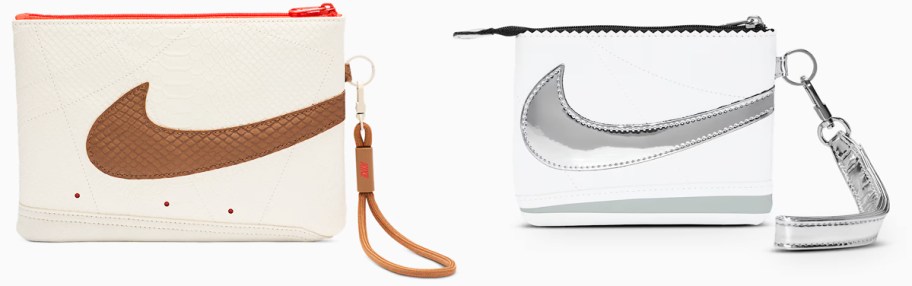 brown/white and white/silver nike wristlets