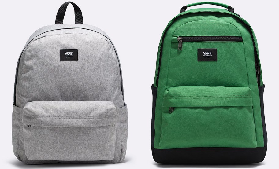 grey and green vans backpacks