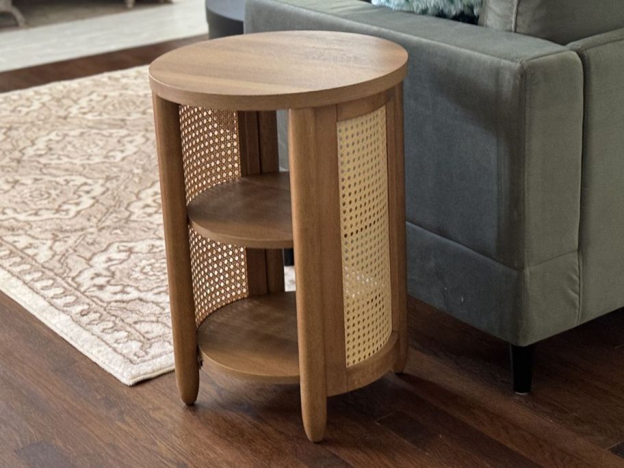 A Better Homes & Gardens Springwood Caning Side Table