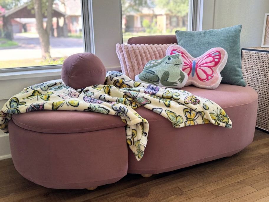 A Better Homes & Gardens Juliet Modern Velvet Chaise & Storage Ottoman