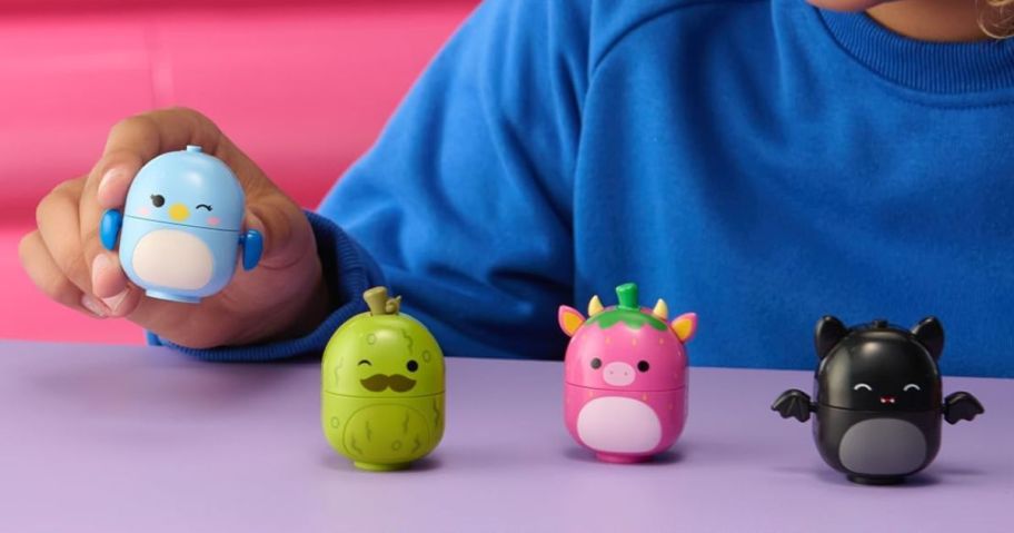 four BLDR Squishmallows Buildable Figures