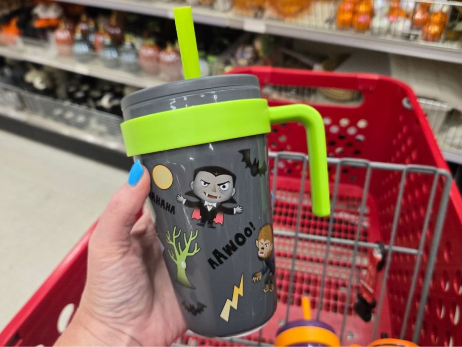 monster tumbler in hand in store