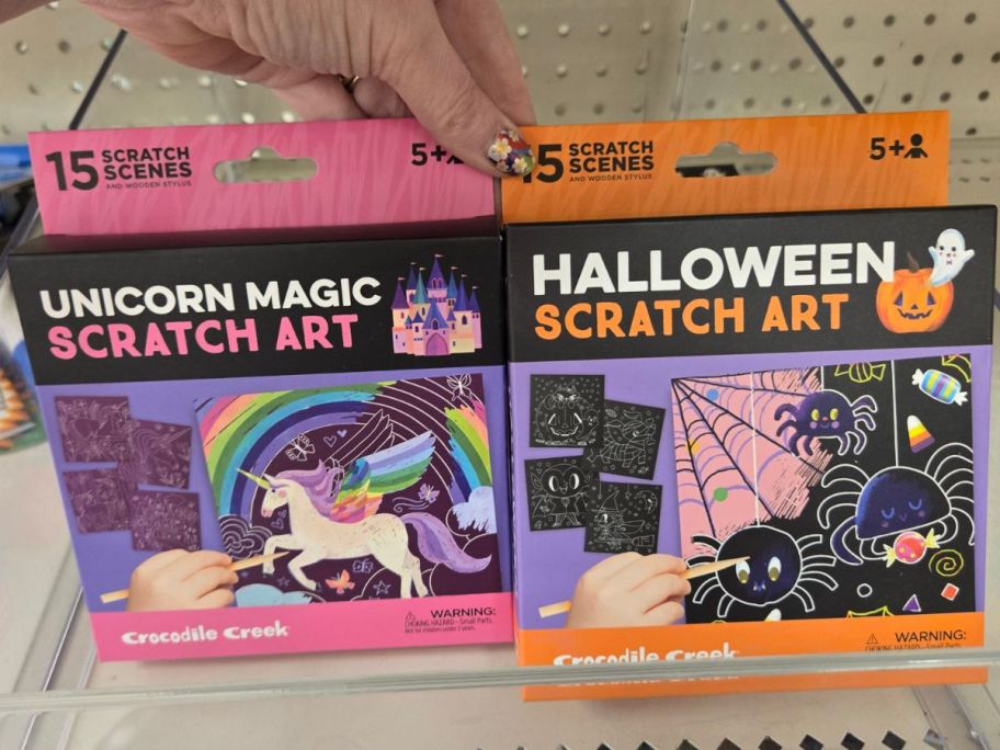 Scratch Art boxes in cart in store