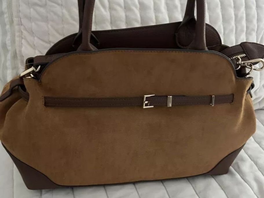 Belted Satchel Handbag on blanket