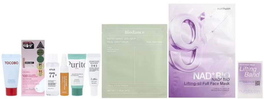 several Korean skin care packages 