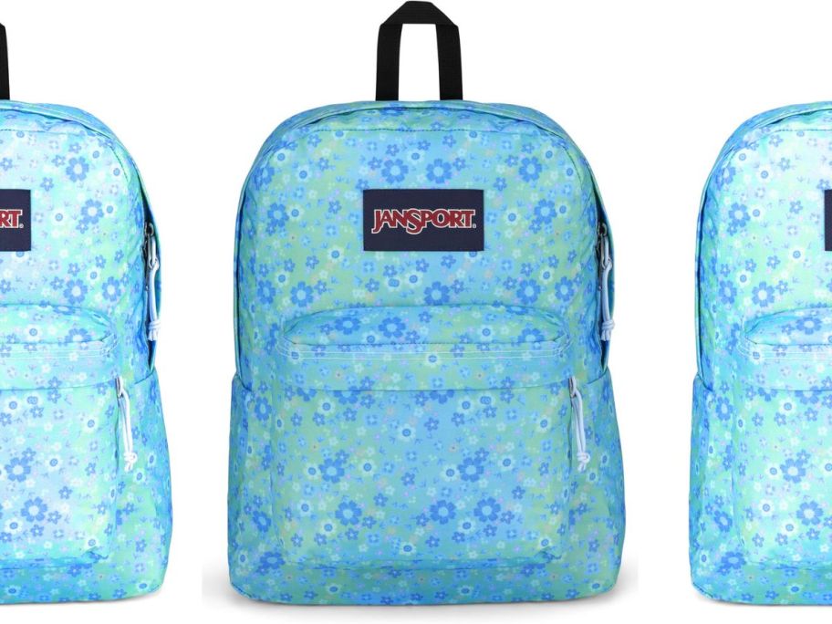 blue floral JanSport SuperBreak One Backpack