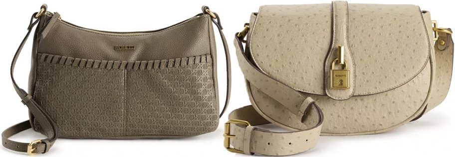 green and tan bags 