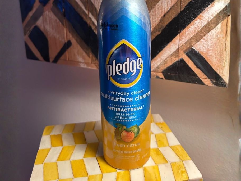 Pledge Antibacterial Multisurface Cleaner 9.7oz Spray on counter