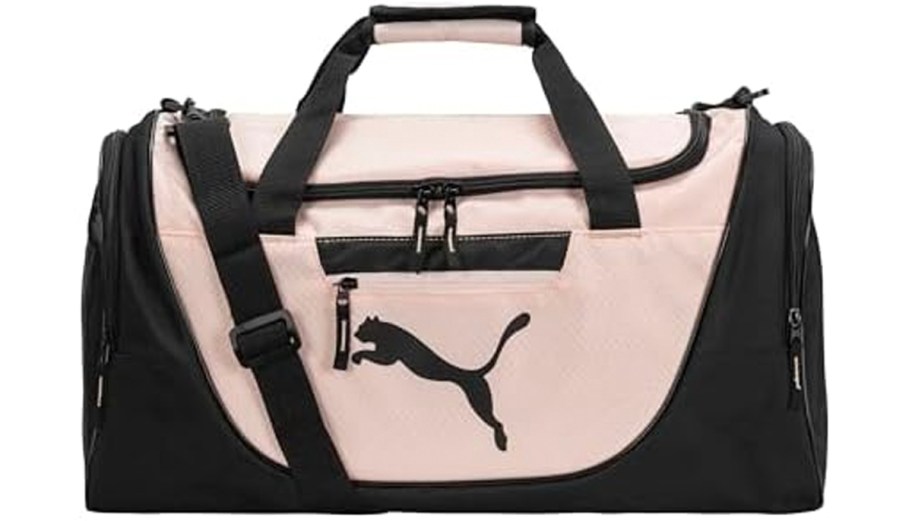 black and pink puma duffel bag 