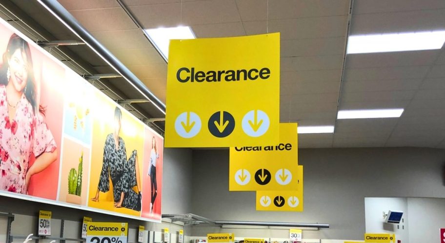 clearance sign in the womens department at target