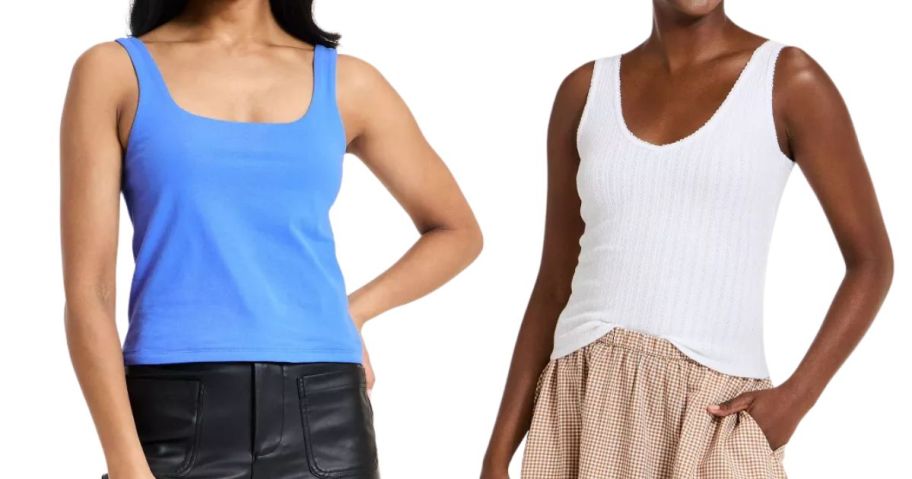 two women wearing tank tops