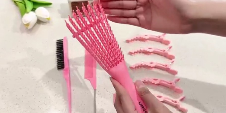 Detangling Hair Brush & Styling 9-Piece Set Only $5.99 on Amazon