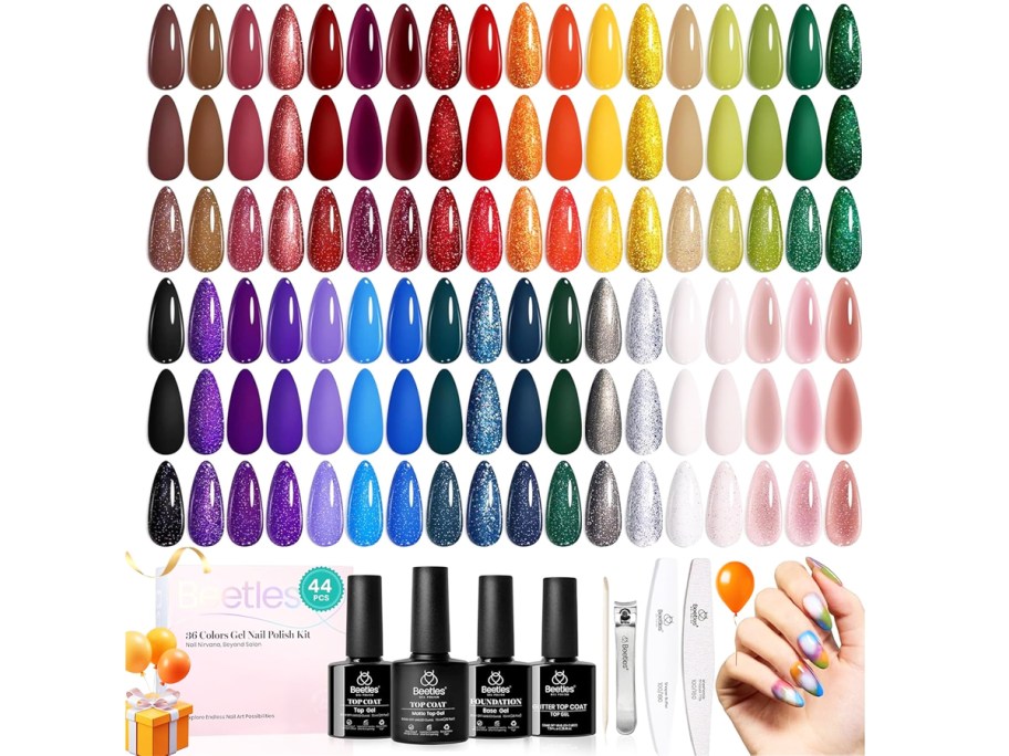 colorful swatches of gel polish colors