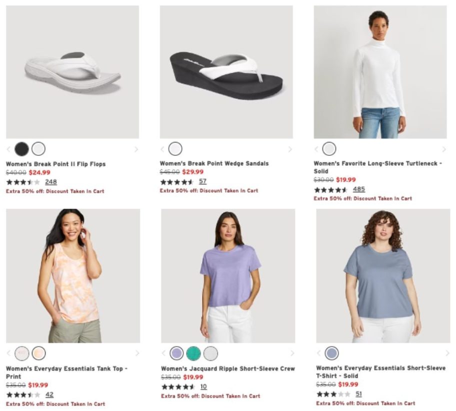 Screenshot of Eddie Bauer Women's Clearance