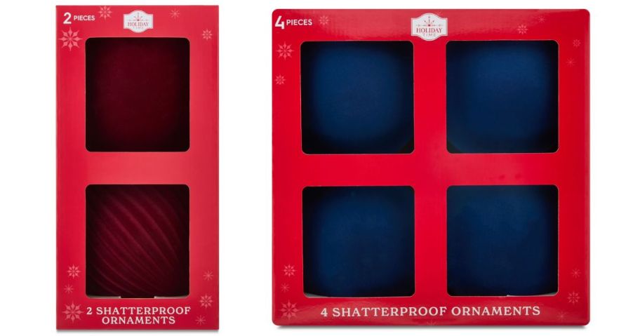 2 boxes of flocked ornaments 