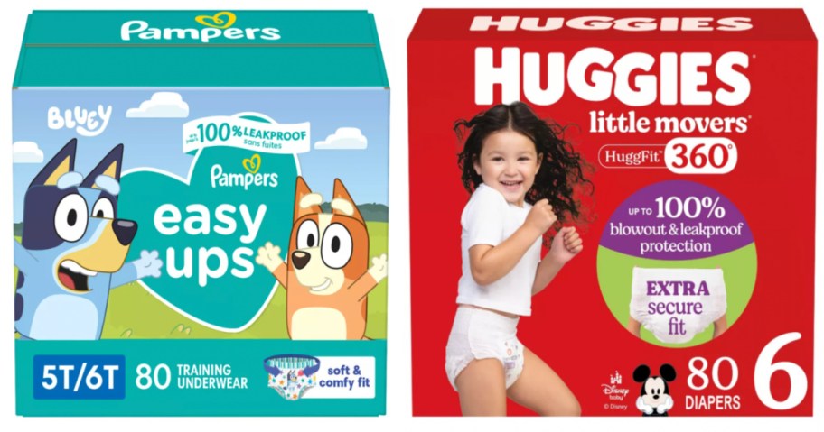 two boxes of diapers