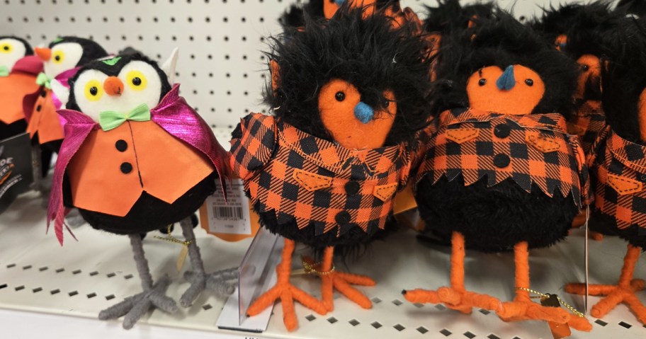 vampire and werewolf felt birds on store shelf