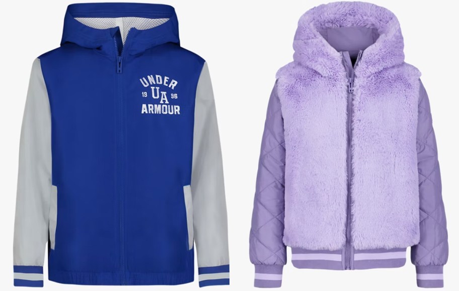 blue and purple under armour jackets