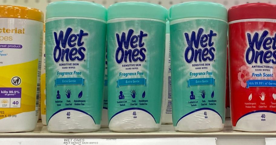 Wet Ones Wipes Fragrance-Free 40-Count on shelf in store