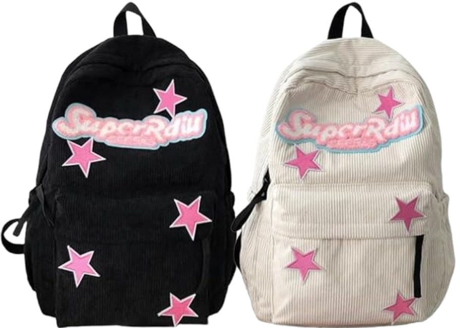 black and white laptop backpacks with pink stars backpacks