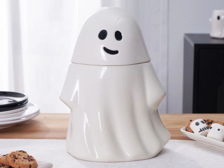 ghost treat jar on table