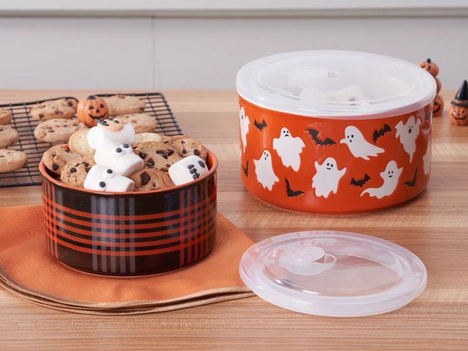 4-Piece Glazed Stoneware Bake & Store Containers Set on table