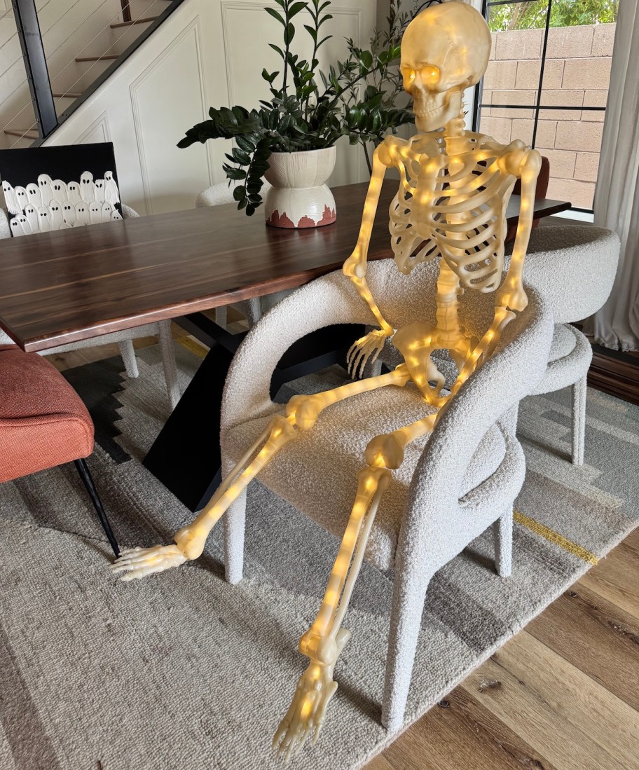 light up skeleton on dining room chair
