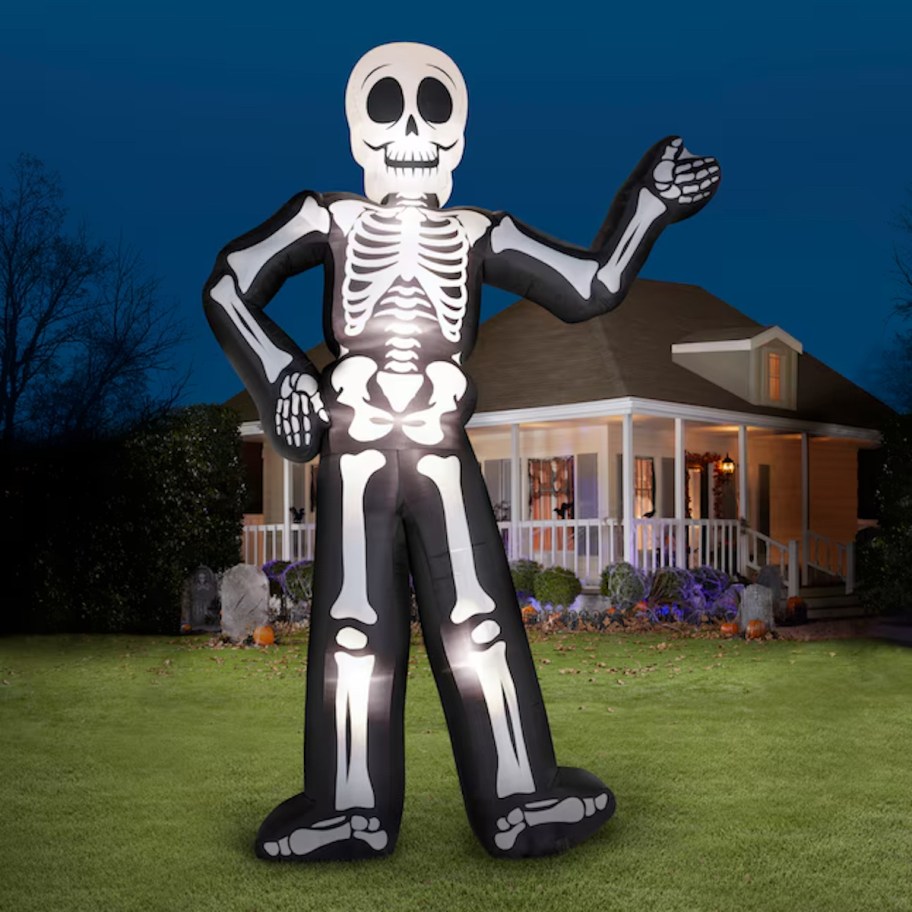 inflatable skeleton in front yard
