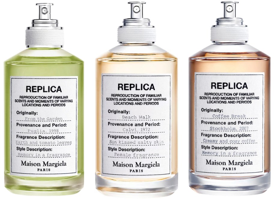 three replica fragrance bottles 