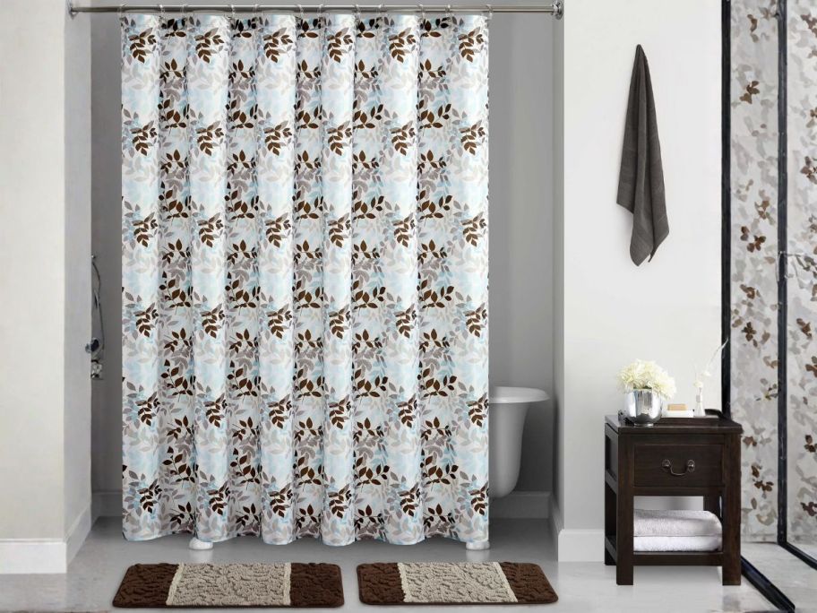 shower curtain set in bathroom