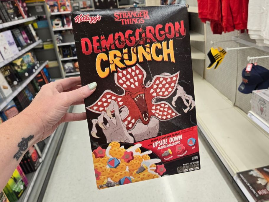 Kellogg's Stranger Things Breakfast Cereal 12.1oz box in hand in store