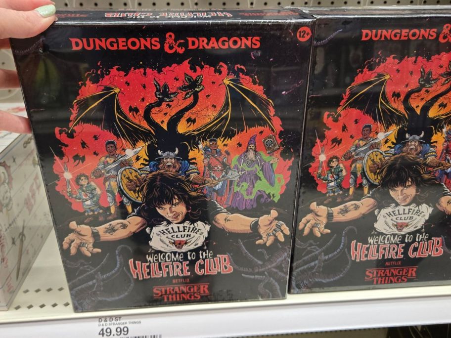 Stranger Things Dungeons & Dragons boxes on shelf in store