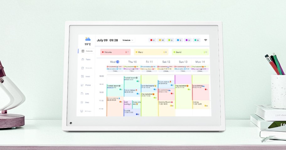 a digital smart calendar on a desk