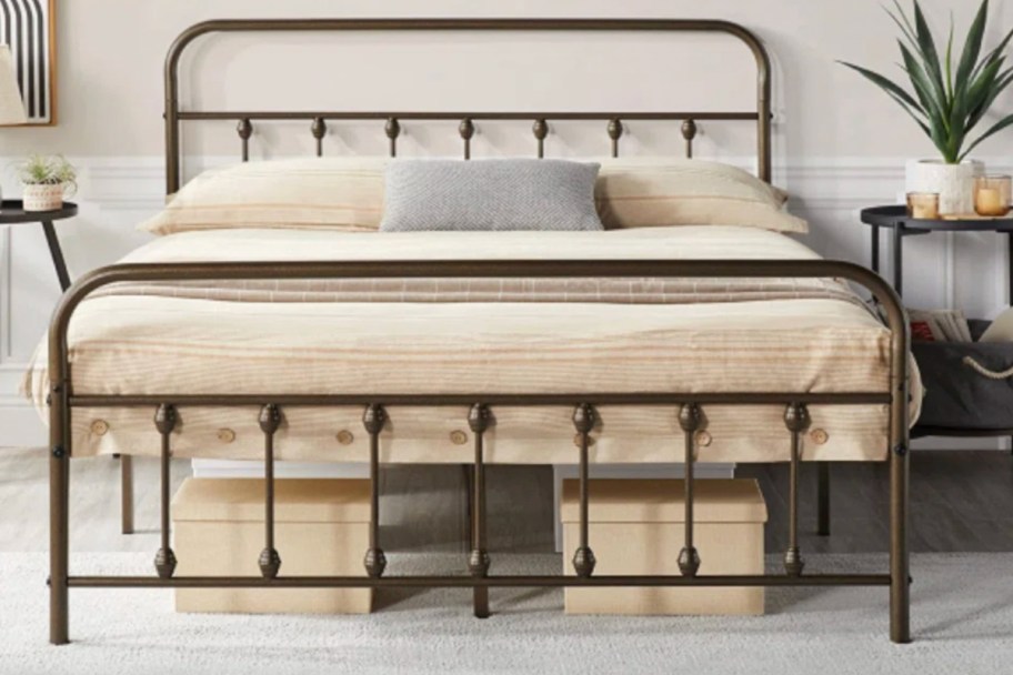 bronze iron bed frame 