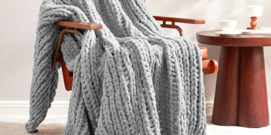 Chenille Chunky Knit Throw Blanket Just $21.99 Shipped on for Prime Members