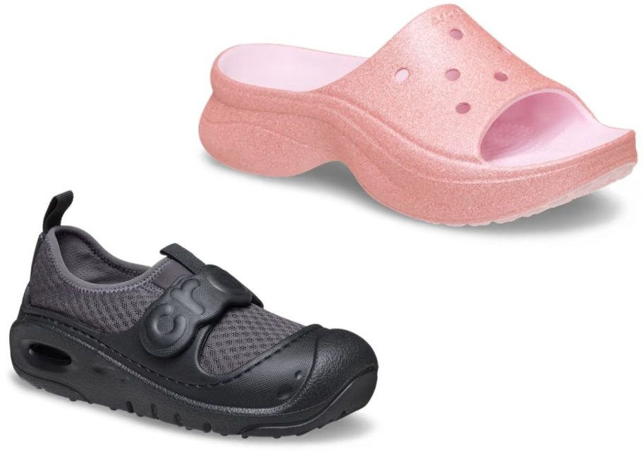 Stock images of two Crocs shoes