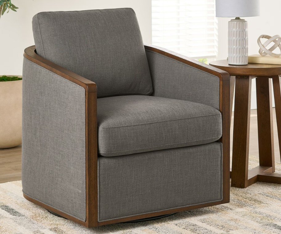 swivel chair with gray upholstery