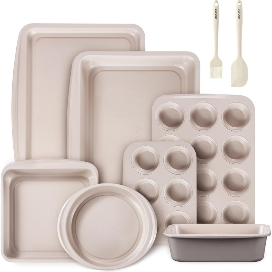 a set of baking sheets and tools