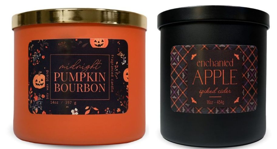 two halloween Colonial candles