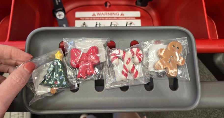 Christmas Ceramic Magnets in a cart