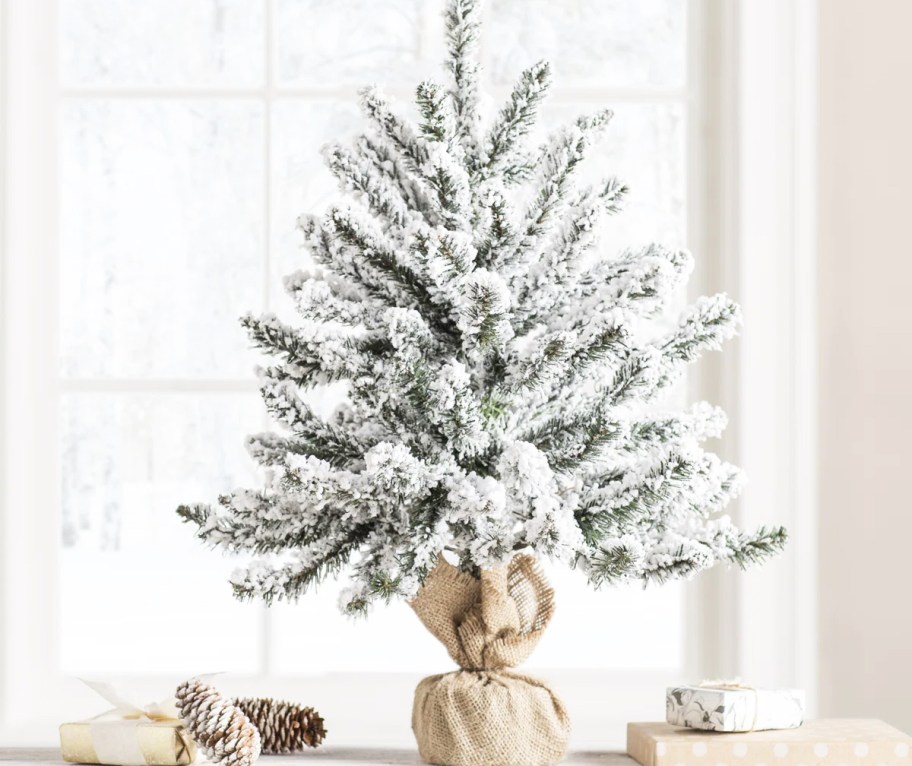 flocked tabletop christmas tree