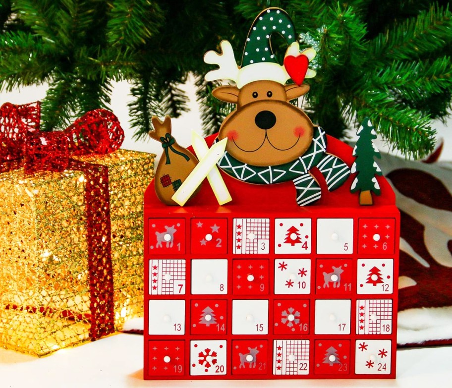 christmas moose wooden advent calendar