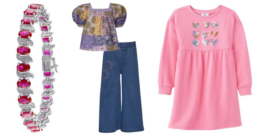 a bracelet and two girls outfits
