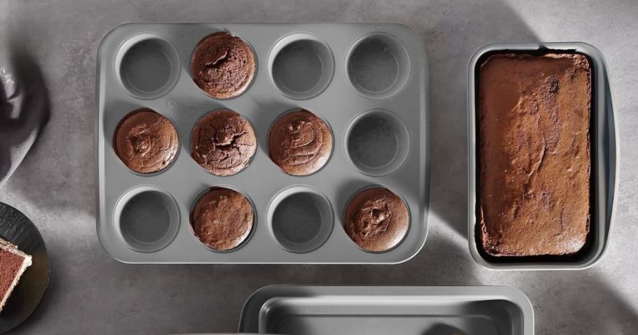 carote baking pans on counter