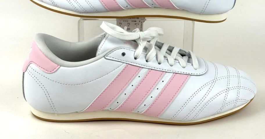 pink and white adidas shoes